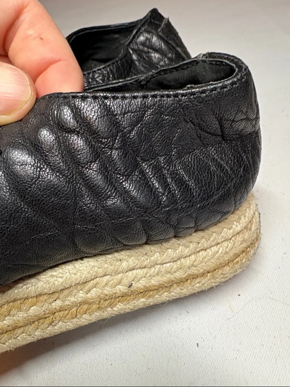 Free People Black Textured Leather Espadrille Size 36